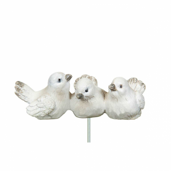 Fåglar, vit/grå. ca 7 cm. i gruppen Pynt & dekorationer / Småpynt / Djur & Fåglar hos Kransmakaren.se (101090)
