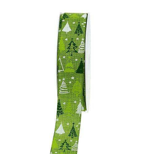 Dekorband, grön, med träd. 25 mm (3 meter) i gruppen Krans & Floristtillbehör / Textilband & Snören / Dekorband / Gröna band hos Kransmakaren.se (158-025-348-20)