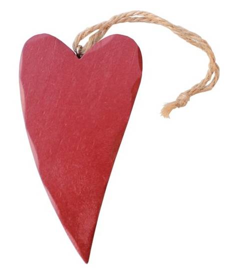 Hjärta, röd med hänge 4,5 x 9 cm,  2 st i gruppen Högtider / Jul / Julpynt / Jul / Julpynt / Dekorationsartiklar hos Kransmakaren.se (32087)