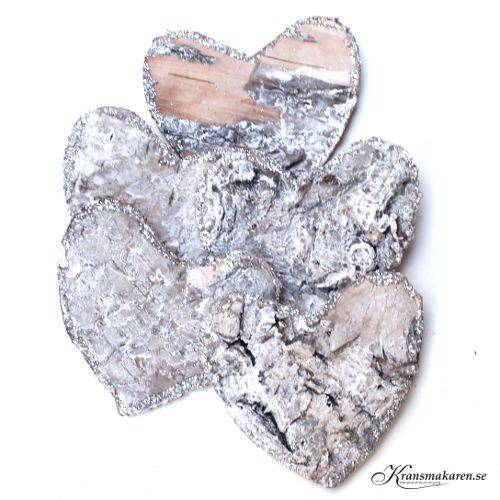 Näverhjärtan med glitter, 5 st i gruppen Pynt & dekorationer / Naturprodukter / Näver hos Kransmakaren.se (4285)