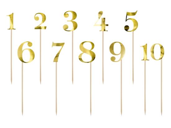 Bordsnummer, Guld, 25.5-26.5cm (1 pkt / 11 st.) i gruppen Bröllopstillbehör / Dukning / Bordsnumrering hos Kransmakaren.se (KPZ2-019M)