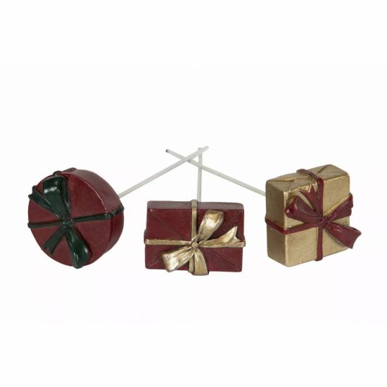 Paket, Röda och Guldfärgade, 3 st olika, 4 cm i gruppen Högtider / Jul / Julpynt / Jul / Julpynt hos Kransmakaren.se (100921)