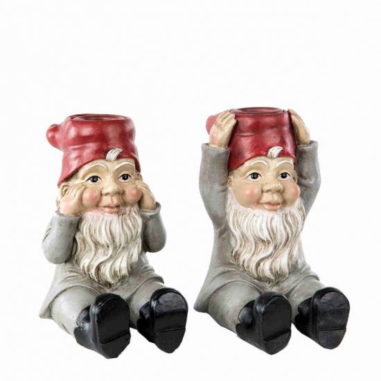 Tomte / Ljusstake, Grå, 2 olika storlekar i gruppen Högtider / Jul / Julpynt / Jul / Julpynt / Tomtar hos Kransmakaren.se (100951)