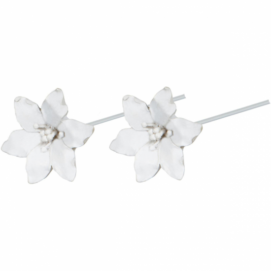 Blommor 2 st vita. ca 4 cm i gruppen Pynt & dekorationer / Småpynt / Blommor hos Kransmakaren.se (101050)