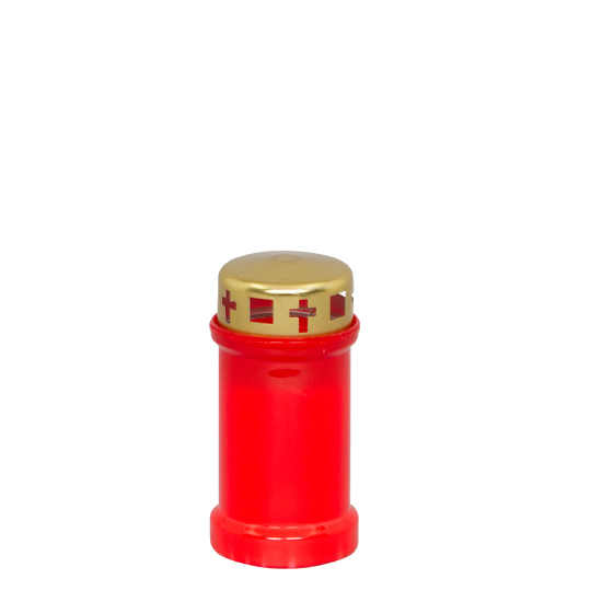 Rött gravljus med guldlock
