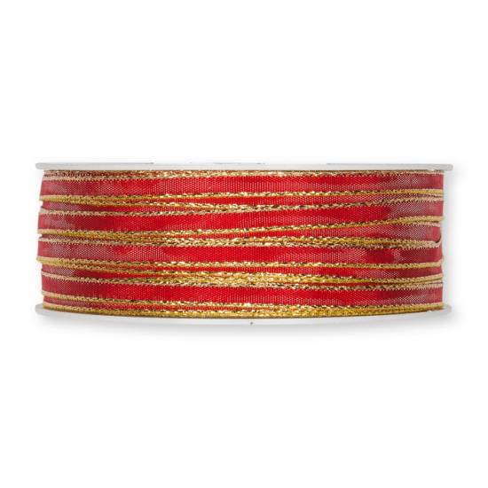 Dekorativt band i rött med guldkant