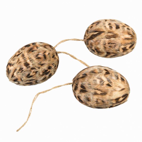 Ägg med bruna fjädrar, 3st i gruppen Högtider / Påsk / Påskdekorationer / Ägg hos Kransmakaren.se (12057)