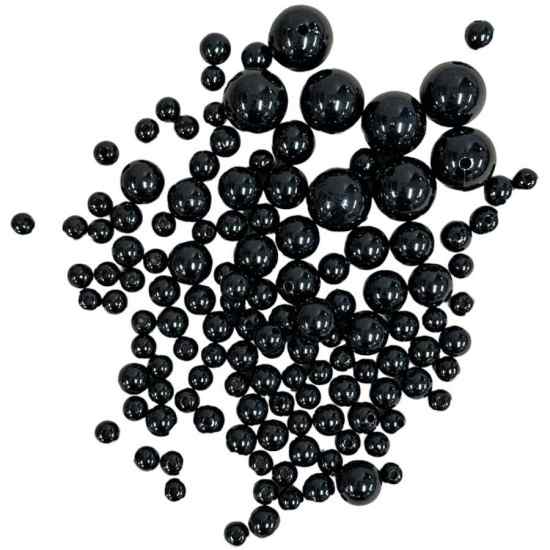 Pärlor svarta mixade storlekar