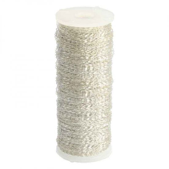  Bouillontråd, silver. 100g i gruppen Krans & Floristtillbehör / Tråd / Färgad ståltråd / Myrtentråd hos Kransmakaren.se (1344-21)