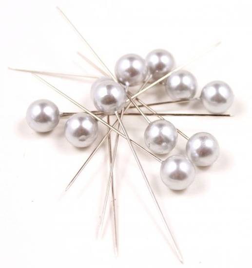 Pärlnålar. 6 mm, Silver. 100 st i gruppen Pynt & dekorationer / Pärlor / Pärlor med nål / Silvriga hos Kransmakaren.se (1354-21)