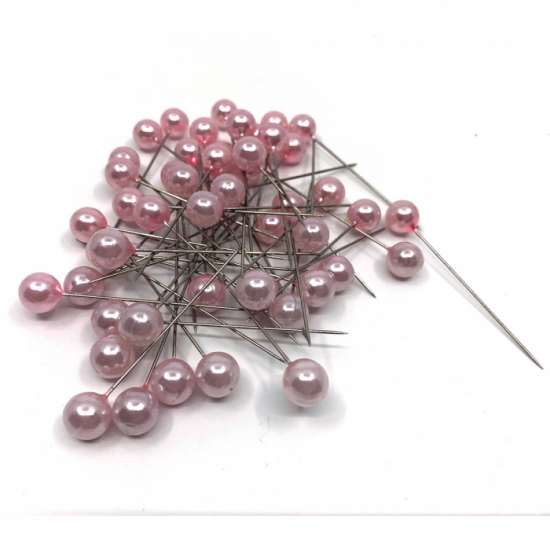 Pärlnålar. 10 mm, ljusrosa. 50 st i gruppen Pynt & dekorationer / Pärlor / Pärlor med nål / Rosa hos Kransmakaren.se (1355-18)