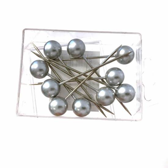 Pärlnålar, Silver. 15 mm. 10 st i gruppen Pynt & dekorationer / Pärlor / Pärlor med nål / Silvriga hos Kransmakaren.se (1360-21)