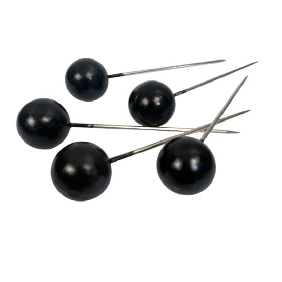 Pärlnålar, Svart, 20 mm, 5 st i gruppen Pynt & dekorationer / Pärlor / Pärlor med nål / Svarta hos Kransmakaren.se (1365-23-5)