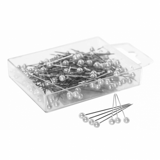 Pärlnålar. 4mm, Vita. 150 st i gruppen Pynt & dekorationer / Pärlor / Pärlor med nål / Vita hos Kransmakaren.se (1388-28)