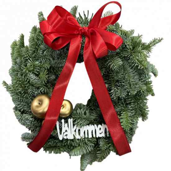 Dekorerad julkrans Birgitta.  Äkta ädelris i gruppen Kransar / Dörrkransar / Julkransar hos Kransmakaren.se (193-103)