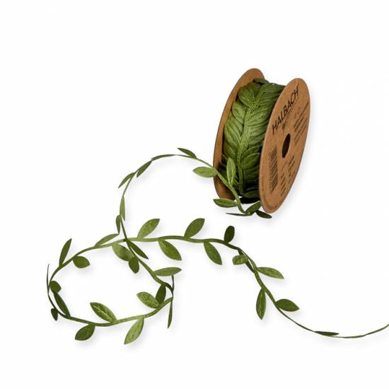 Girlang med gröna löv / band. 23 mm ( 5 meter) i gruppen Krans & Floristtillbehör / Textilband & Snören / Dekorband / Gröna band hos Kransmakaren.se (24026-023-30)
