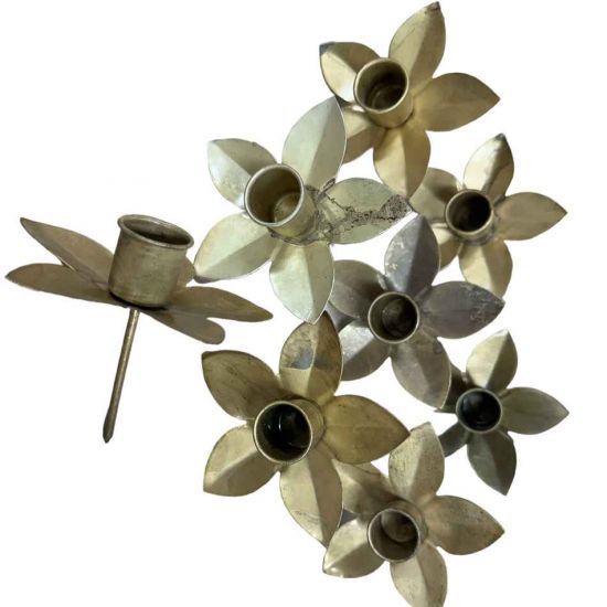Ljushållare kronljus Blomma - Mässing 8 st i gruppen Jul / Julpynt / Jul / Julpynt / Dekorationsartiklar hos Kransmakaren.se (300-183)