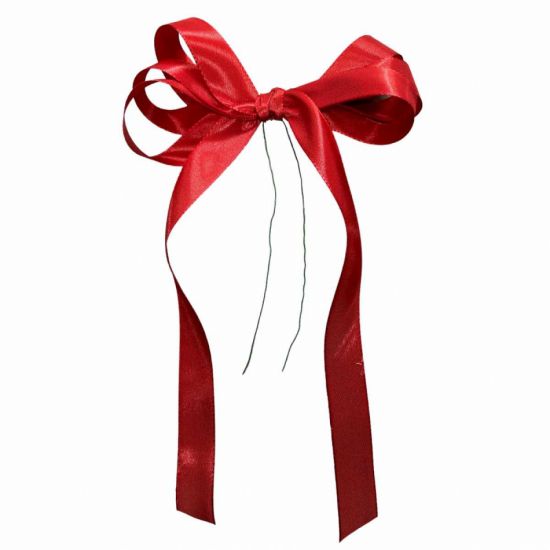 Rosett av rött polyester band  i gruppen Krans & Floristtillbehör / Textilband & Snören / Rosetter hos Kransmakaren.se (300-207)