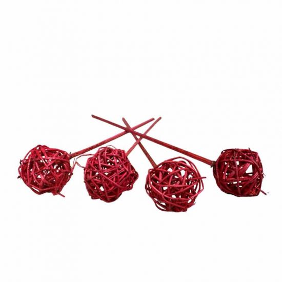 Dekorationsbollar röda glitter , 4st i gruppen Högtider / Jul / Julpynt / Jul / Julpynt / Naturprodukter hos Kransmakaren.se (300-208)