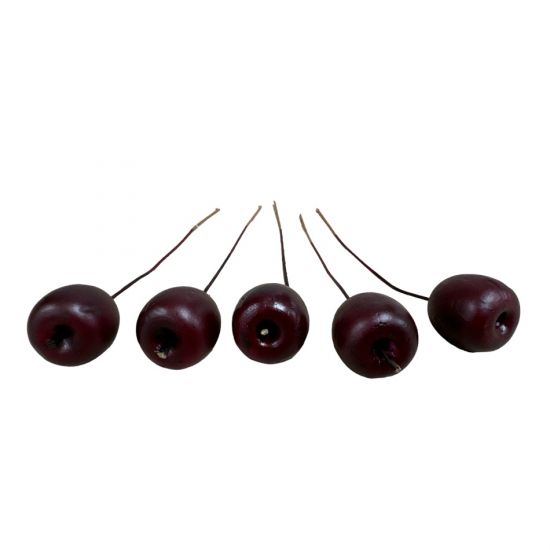 Äpplen, mörkröda, 2,5 cm, 5 st i gruppen Pynt & dekorationer / Småpynt / Bär & Frukter hos Kransmakaren.se (320500-1)