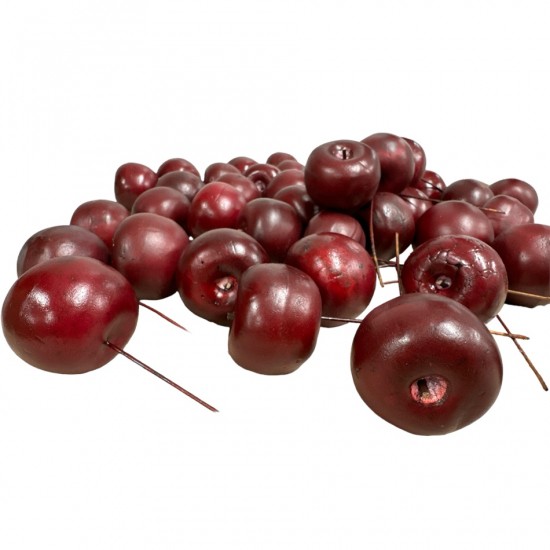Äpplen , mörkröda,  43st. ca 4,5cm (2:sortering) i gruppen 2:a sortering hos Kransmakaren.se (320510-2sort)