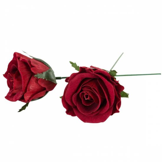 Röd ros av vattenfast tyg ca 6 cm i gruppen Gravdekorationer / Gravsmyckning / Blommor / pynt hos Kransmakaren.se (320553)