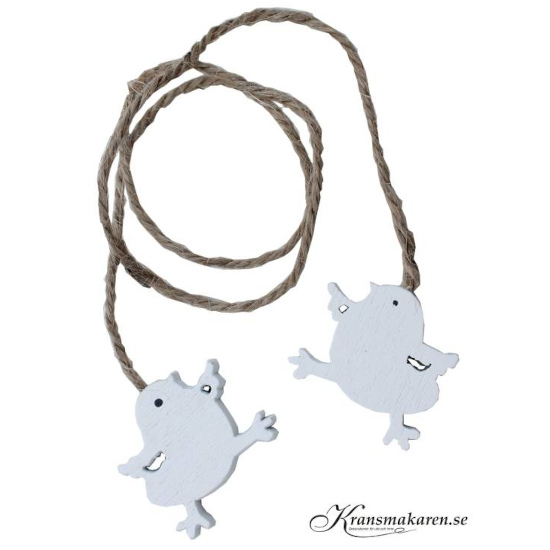 Kycklingar på natursnöre, vita.  i gruppen Påsk / Påskdekorationer / Kycklingar hos Kransmakaren.se (37443)