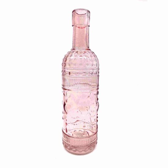 Glasflaska Mönstrad Rosa 20 cm i gruppen Inredning / Glasvaser / Glasflaskor hos Kransmakaren.se (45-03247)