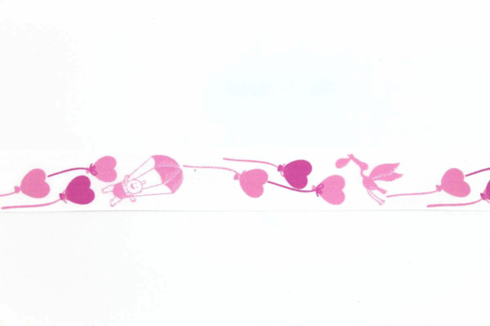 Band med rosa figurer, 25 mm bred. ( 3 meter ) i gruppen Krans & Floristtillbehör / Textilband & Snören / Dekorband / Rosa band hos Kransmakaren.se (495-025-24)