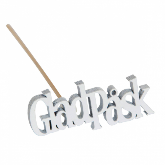 Glad Påsk, stick. Vit. 6 x 2,5 cm i gruppen Påsk / Påskdekorationer / Skyltar hos Kransmakaren.se (50127)