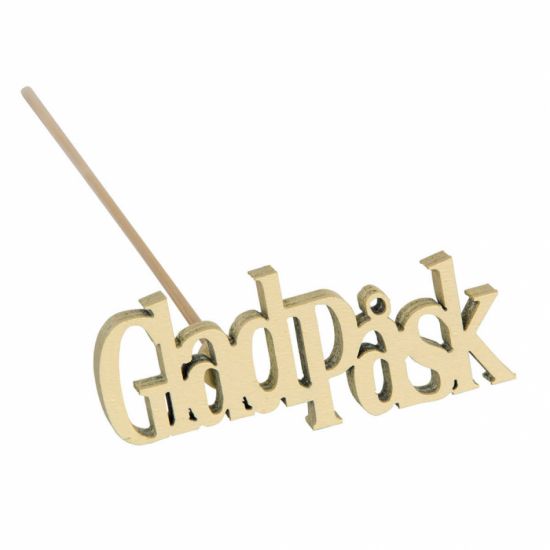 Glad Påsk, stick. Gul. 6 x 2,5 cm i gruppen Pynt & dekorationer / Skyltar med text / Påskskyltar hos Kransmakaren.se (50128)