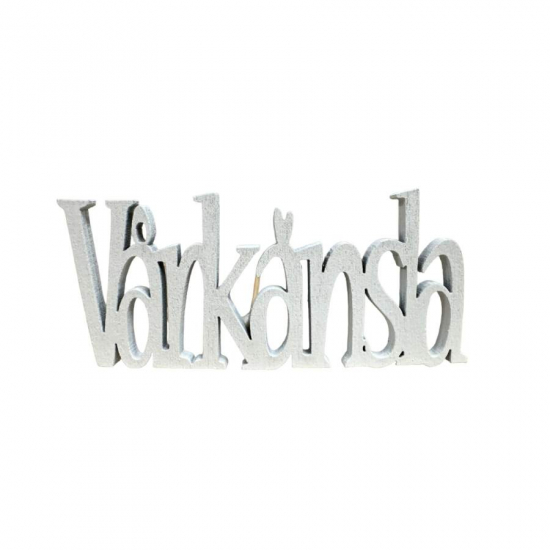 Vårkänsla, vit, 8.5 x 3 cm i gruppen Pynt & dekorationer / Skyltar med text / Övriga hos Kransmakaren.se (50129)