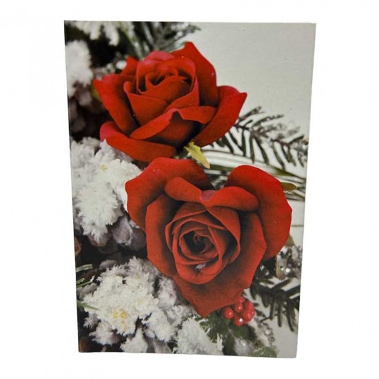 Blomsterkort dubbelvikt med röda rosor 25st i gruppen Krans & Floristtillbehör / Övrigt / Blomsterkort hos Kransmakaren.se (60-00214)