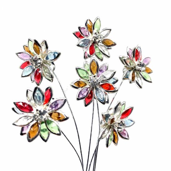 Blommor Mixade färger 6st i gruppen Pynt & dekorationer / Småpynt / Blommor hos Kransmakaren.se (62174)