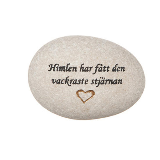 Minnessten med text - Himlen har fått den vackraste stjärnan i gruppen Gravdekorationer / Gravsmyckning / Stenar med text hos Kransmakaren.se (7612-13)