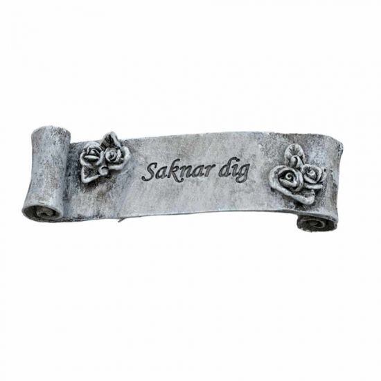 Banderoll med texten Saknar dig i gruppen Gravdekorationer / Gravsmyckning / Stenar med text hos Kransmakaren.se (870195-05)