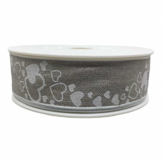 Beige band med hjärtan, 25mm, (3m) i gruppen Krans & Floristtillbehör / Textilband & Snören / Dekorband / Mönstrade textilband hos Kransmakaren.se (916-025-11-3)