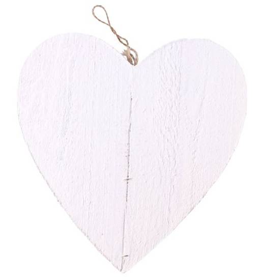 Hjärta i trä, vit, 25 cm i gruppen Pynt & dekorationer / Småpynt / Hjärtan hos Kransmakaren.se (95390-61)