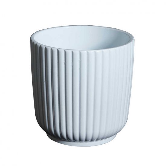 Kruka Randig Vit 10 cm i gruppen Inredning / Krukor & Kannor hos Kransmakaren.se (D-5636W)