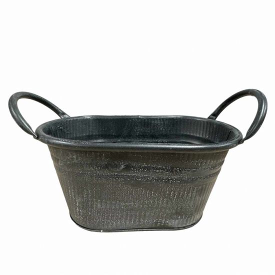Kruka av plåt Svart 22 cm i gruppen Inredning / Krukor & Kannor hos Kransmakaren.se (D-5787S)