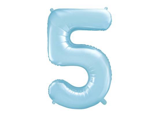 Nummerballong, siffran 5, Ljusblå, 86 cm. i gruppen Högtider / Födelsedag / Ballonger / Siffror hos Kransmakaren.se (FB1P-5-001J)