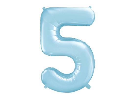 Nummerballong, siffran 5, Ljusblå, 86 cm. i gruppen Högtider / Födelsedag / Ballonger / Siffror hos Kransmakaren.se (FB1P-5-001J)