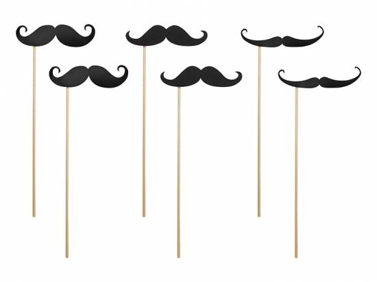 6 mustascher på pinnar