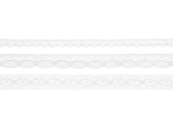 Spetsband, vit. 3 olika sorter. 4.5 meter i gruppen Krans & Floristtillbehör / Textilband & Snören / Spetsband hos Kransmakaren.se (KORC-1-008)