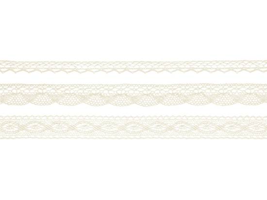 Spetsband, Creme. 3 olika sorter. 3 x 1.5 meter i gruppen Krans & Floristtillbehör / Textilband & Snören / Spetsband hos Kransmakaren.se (KORC-1-079)