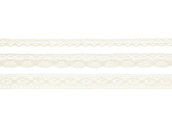 Spetsband, Creme. 3 olika sorter. 3 x 1.5 meter i gruppen Krans & Floristtillbehör / Textilband & Snören / Spetsband hos Kransmakaren.se (KORC-1-079)