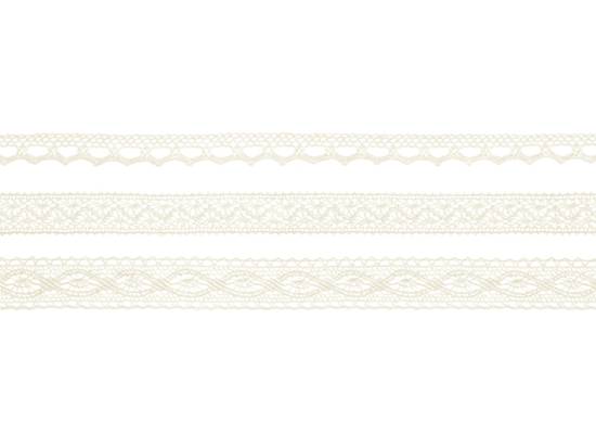 Spetsband, Creme. 3 olika sorter. 3 x 1.5 meter i gruppen Krans & Floristtillbehör / Textilband & Snören / Spetsband hos Kransmakaren.se (KORC-2-079)
