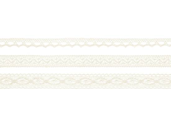 Spetsband, Creme. 3 olika sorter. 3 x 1.5 meter i gruppen Krans & Floristtillbehör / Textilband & Snören / Spetsband hos Kransmakaren.se (KORC-2-079)
