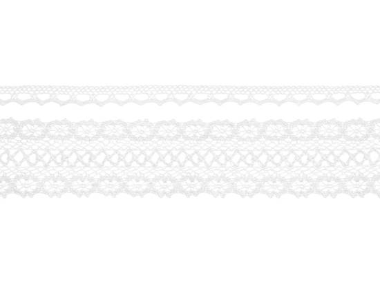 Spetsband, vit. 2 olika sorter. 2 x 1.5 meter i gruppen Krans & Floristtillbehör / Textilband & Snören / Spetsband hos Kransmakaren.se (KORC-4-008)