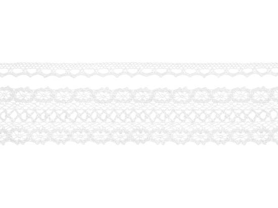 Spetsband, vit. 2 olika sorter. 2 x 1.5 meter i gruppen Krans & Floristtillbehör / Textilband & Snören / Spetsband hos Kransmakaren.se (KORC-4-008)